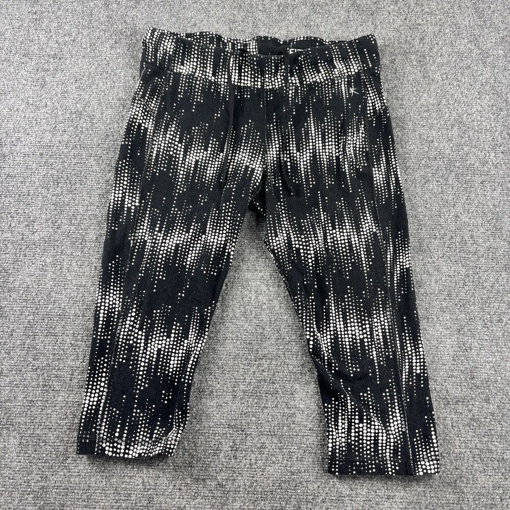 Danskin Now Leggings Womens M Black White Jagdot DRI MORE Capri